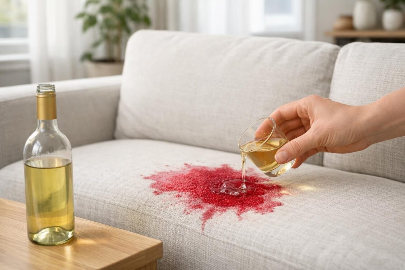 Comment enlever efficacement des taches de vin rouge sur un canapé avec du vin blanc