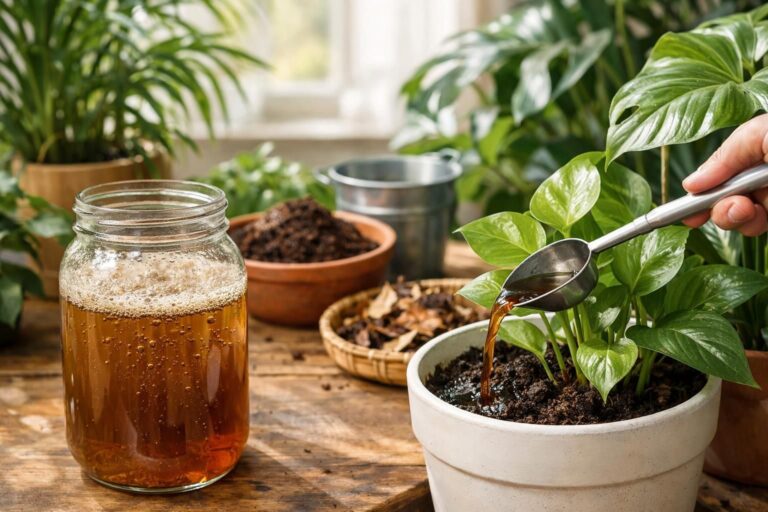Les bienfaits du thé de compost pour vos plantes d&rsquo;intérieur : recette simple et conseils d&rsquo;utilisation