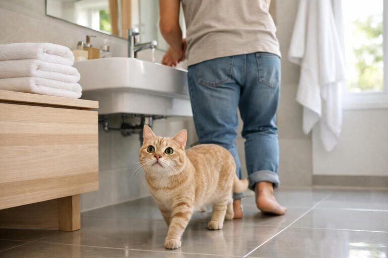 Pourquoi votre chat vous suit-il partout, même dans la salle de bain ?