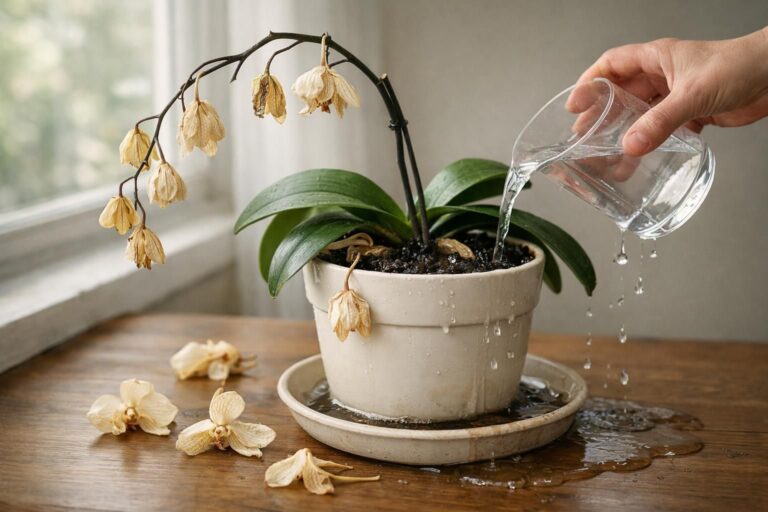 Pourquoi votre orchidée perd ses fleurs une à une : évitez cette erreur commune d&rsquo;arrosage